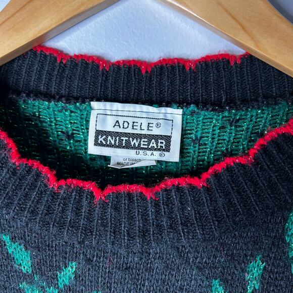 VTG Adele Knit Holiday Crewneck Sweater Women's 2X Scallop Hem Bow Christmas - Picture 4 of 9